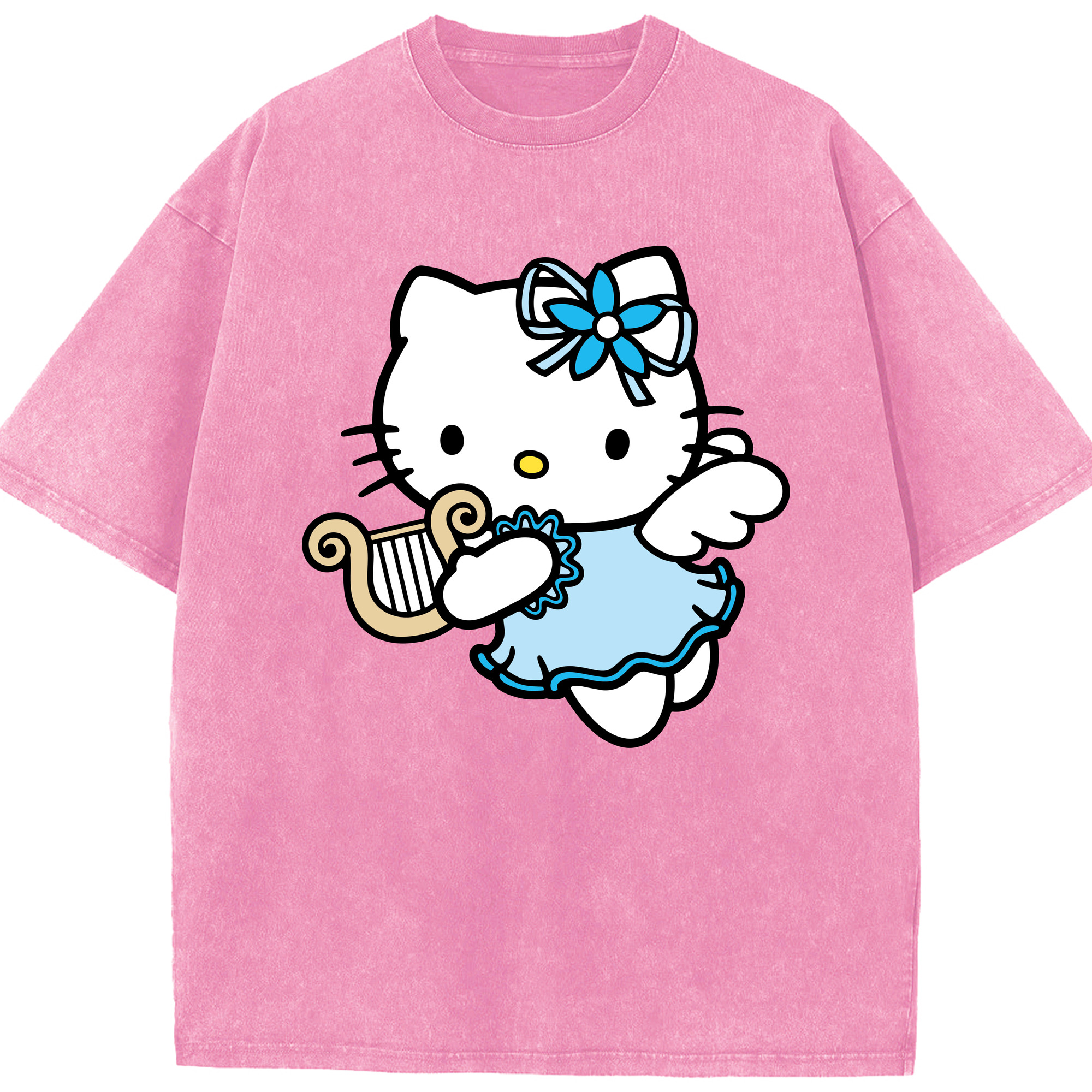 （画像用） Hello Kitty ハローキティ 綿100% ヴィンテージ風 半袖Tシャツ（フロントプリント）